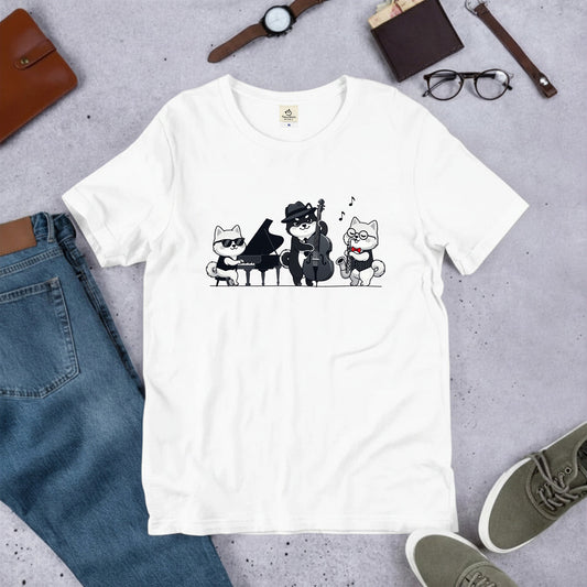 犬ジャズバンド ポメラニアンTシャツ | 音楽好き・犬好きに人気