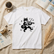 黒柴 ヴァイオリン Tシャツ ｜ 柴犬・犬好き・音楽好きに人気