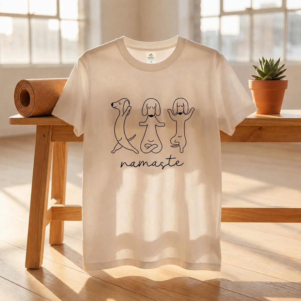Namaste ダックスフンド ヨガ Tシャツ ｜ 犬好き・愛犬・ヨガ・イラスト・かわいいに人気