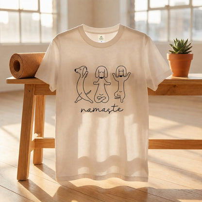 Namaste ダックスフンド ヨガ Tシャツ ｜ 犬好き・愛犬・ヨガ・イラスト・かわいいに人気