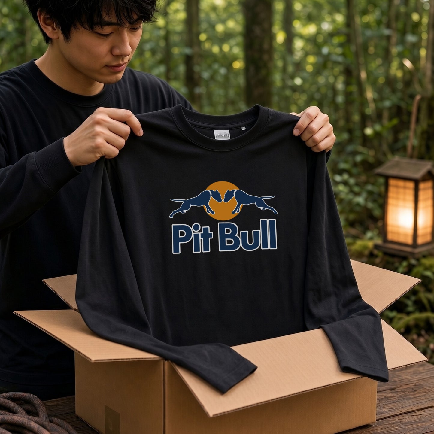 PIT BULL | 犬 ドッグシルエット スポーティ グラフィック ロングTシャツ【ドッグオーナー・愛犬家・ストリート系・父の日・プレゼントに最適】