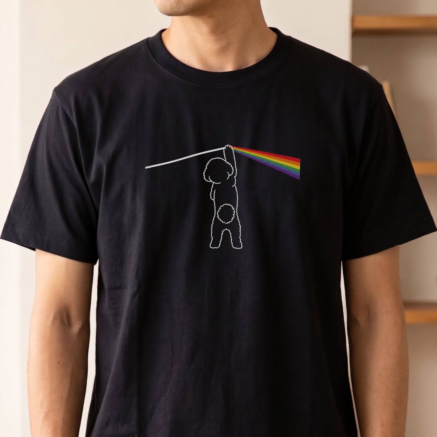 光のプリズムとトイプードル グラフィックTシャツ