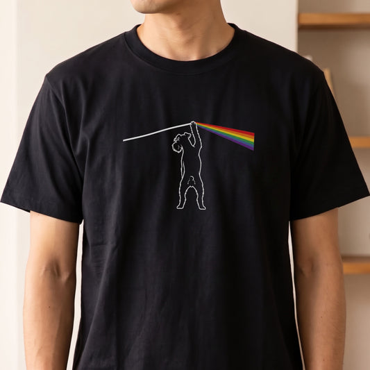 光のプリズムとシュナウザー グラフィックTシャツ