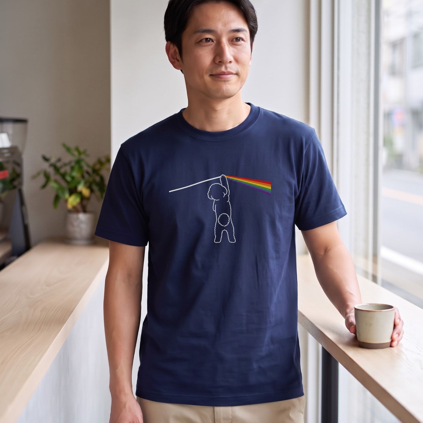 光のプリズムとトイプードル グラフィックTシャツ