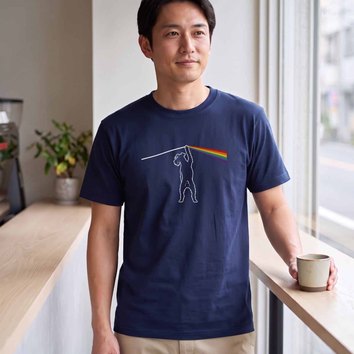 光のプリズムとシュナウザー グラフィックTシャツ