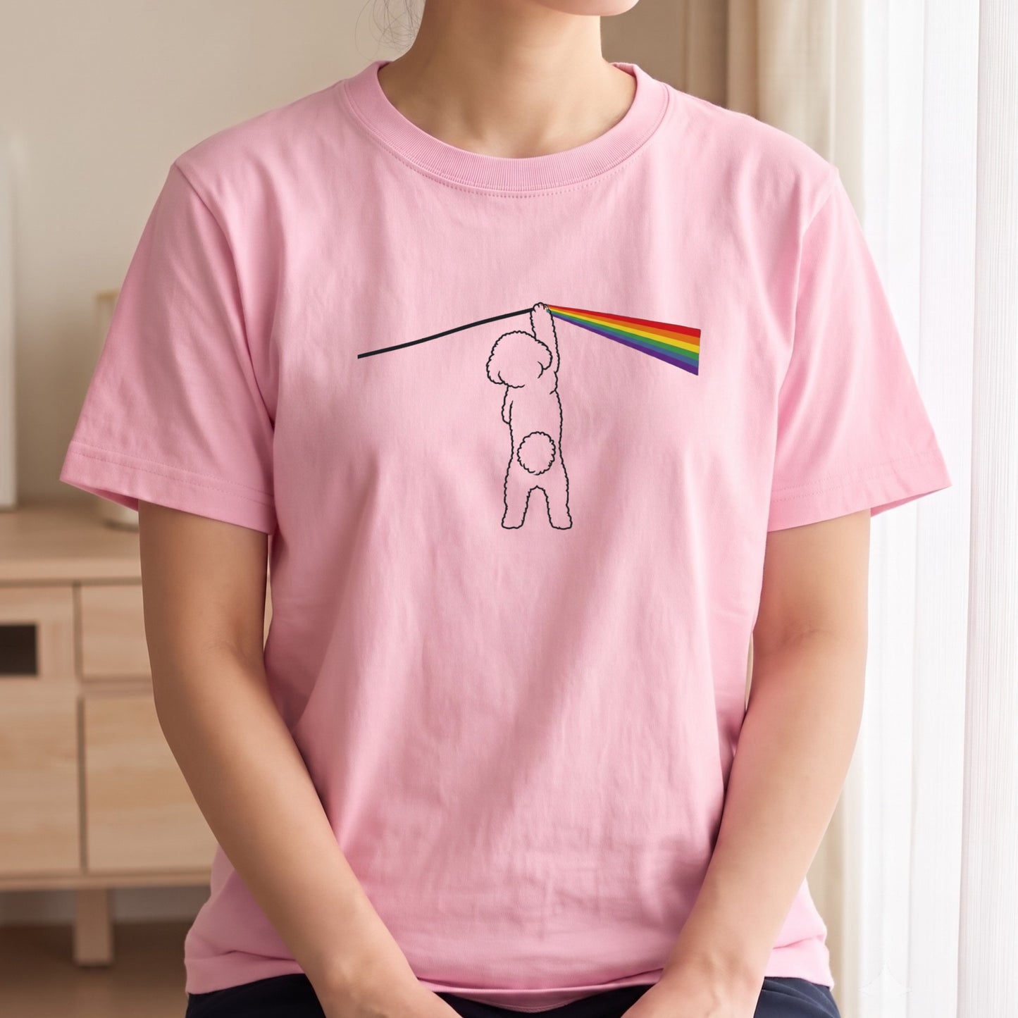光のプリズムとトイプードル グラフィックTシャツ