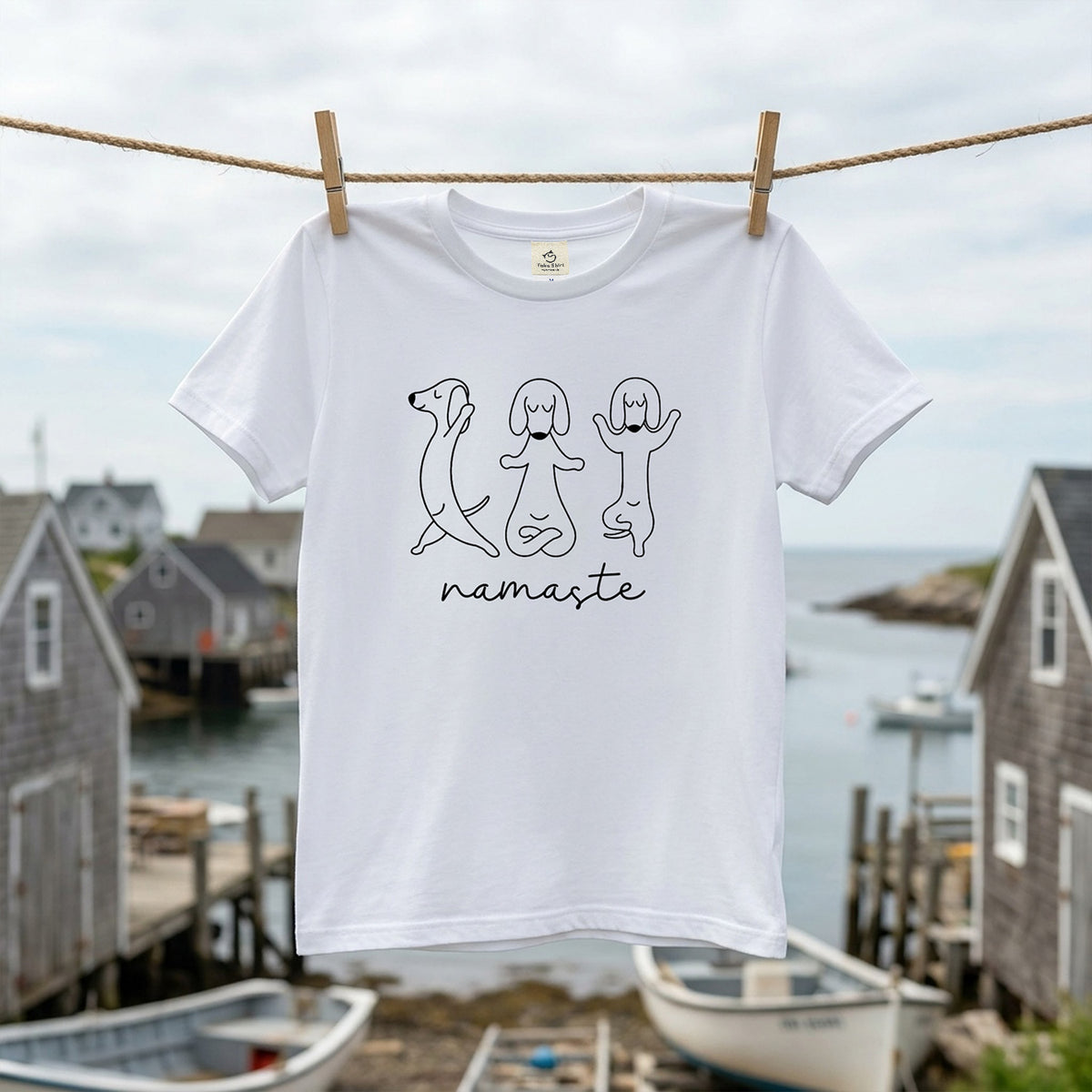 Namaste ダックスフンド ヨガ Tシャツ ｜ 犬好き・愛犬・ヨガ・イラスト・かわいいに人気