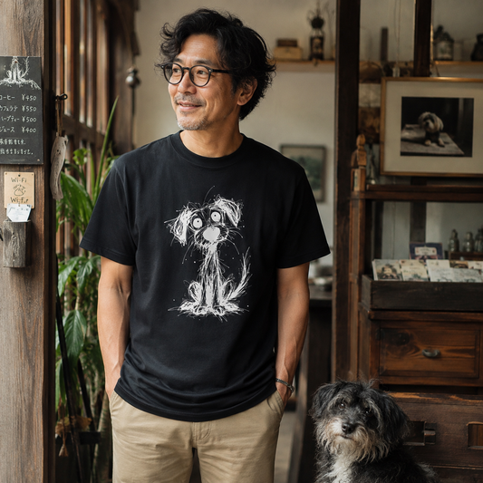 手書き風スケッチ犬 犬Tシャツ | 犬好き・おしゃれ好きに人気