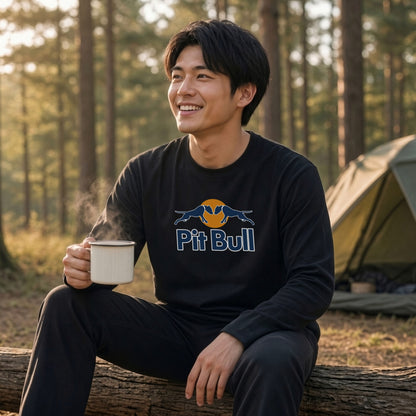 PIT BULL | 犬 ドッグシルエット スポーティ グラフィック ロングTシャツ【ドッグオーナー・愛犬家・ストリート系・父の日・プレゼントに最適】