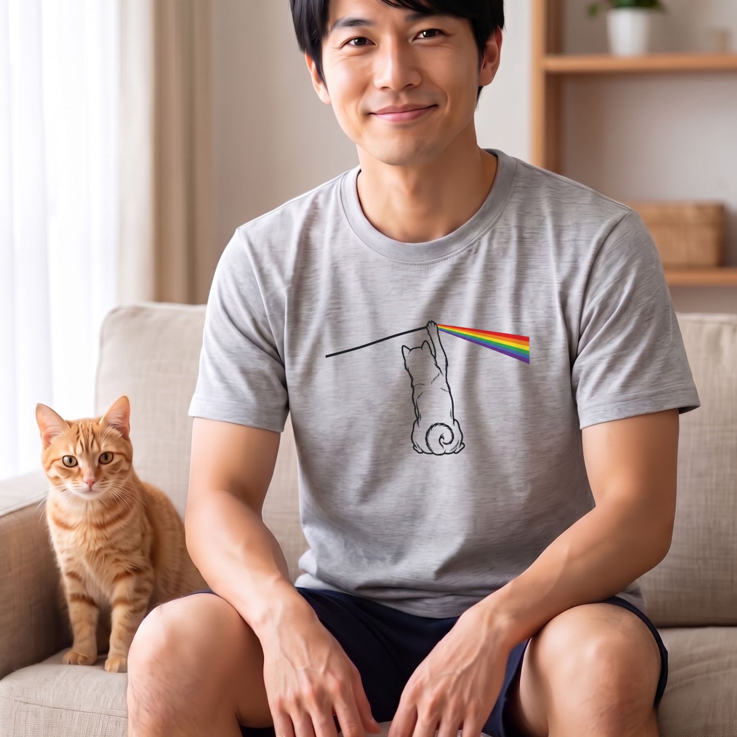 光のプリズムと柴犬 グラフィックTシャツ