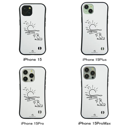 ケース いぬ 犬 イラスト  犬 エコ バッグ 朝日と犬の線画 ケース iPhone8, SE2, SE3 ~ ケースiPhone17シリーズ