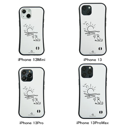 ケース いぬ 犬 イラスト  犬 エコ バッグ 朝日と犬の線画 ケース iPhone8, SE2, SE3 ~ ケースiPhone17シリーズ