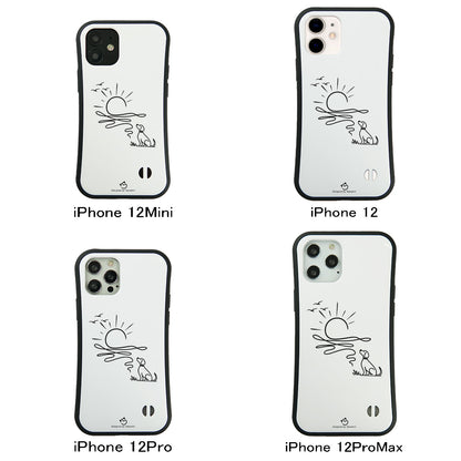 ケース いぬ 犬 イラスト  犬 エコ バッグ 朝日と犬の線画 ケース iPhone8, SE2, SE3 ~ ケースiPhone17シリーズ