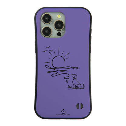 ケース いぬ 犬 イラスト  犬 エコ バッグ 朝日と犬の線画 ケース iPhone8, SE2, SE3 ~ ケースiPhone17シリーズ