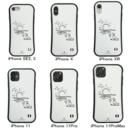 ケース いぬ 犬 イラスト  犬 エコ バッグ 朝日と犬の線画 ケース iPhone8, SE2, SE3 ~ ケースiPhone17シリーズ