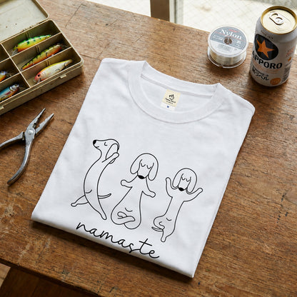 Namaste ダックスフンド ヨガ Tシャツ ｜ 犬好き・愛犬・ヨガ・イラスト・かわいいに人気