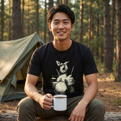 シュナウザー ドラム Tシャツ｜愛犬・音楽好き・ロック・イラスト・かっこいいに人気