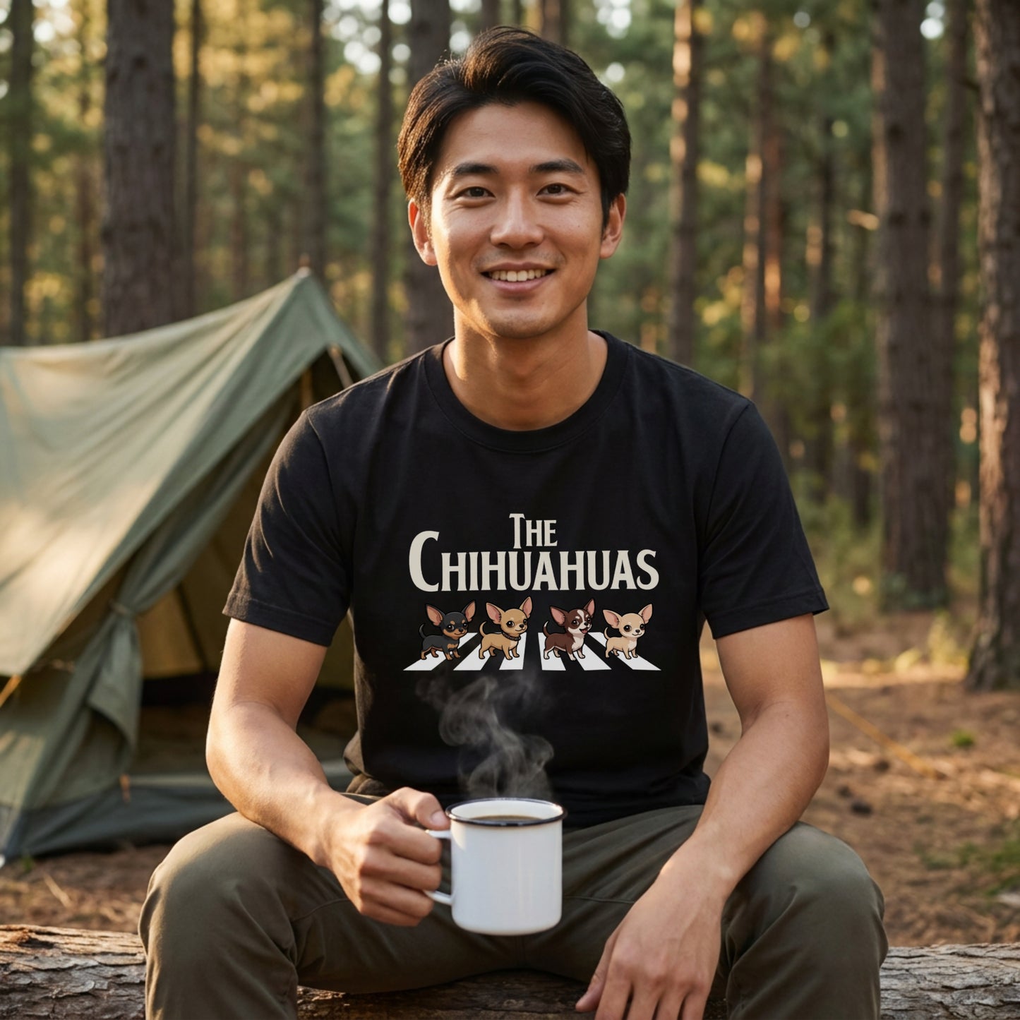 THE CHIHUAHUAS | チワワ 横断歩道 ゆるかわパロディTシャツ【犬好き・愛犬家・ギフトに最適】