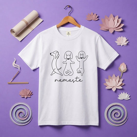 Namaste ダックスフンド ヨガ Tシャツ ｜ 犬好き・愛犬・ヨガ・イラスト・かわいいに人気