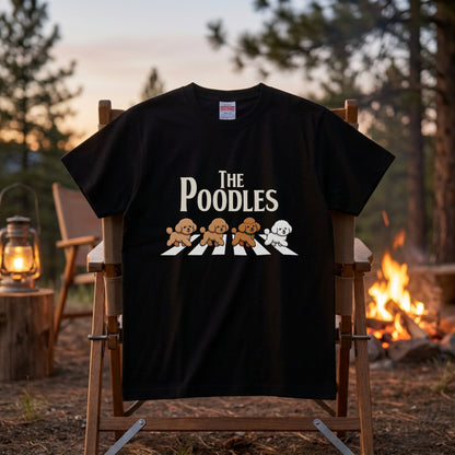 THE POODLES | プードル 横断歩道 ゆるかわパロディTシャツ【犬好き・犬服お揃い・ギフトに最適】