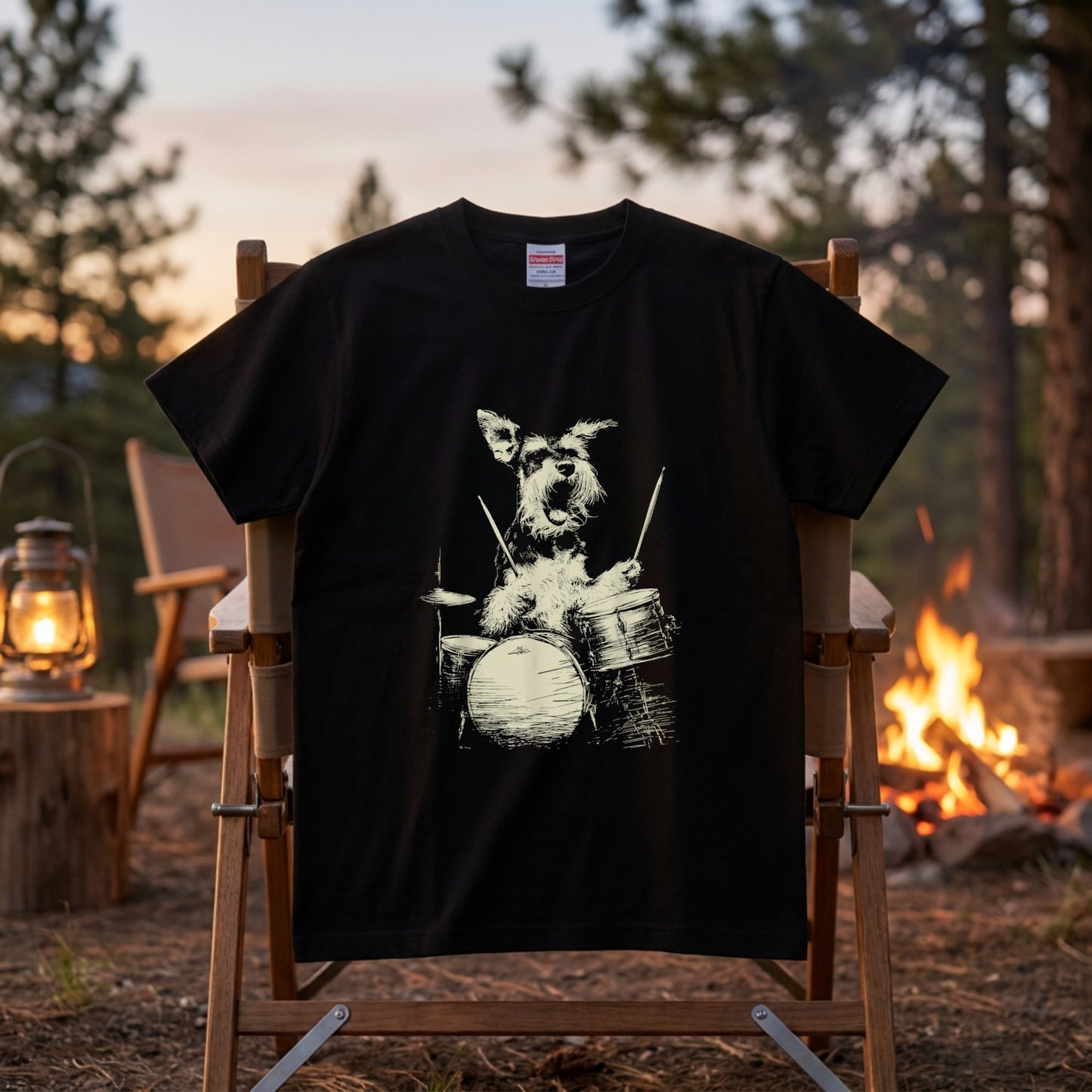 シュナウザー ドラム Tシャツ｜愛犬・音楽好き・ロック・イラスト・かっこいいに人気
