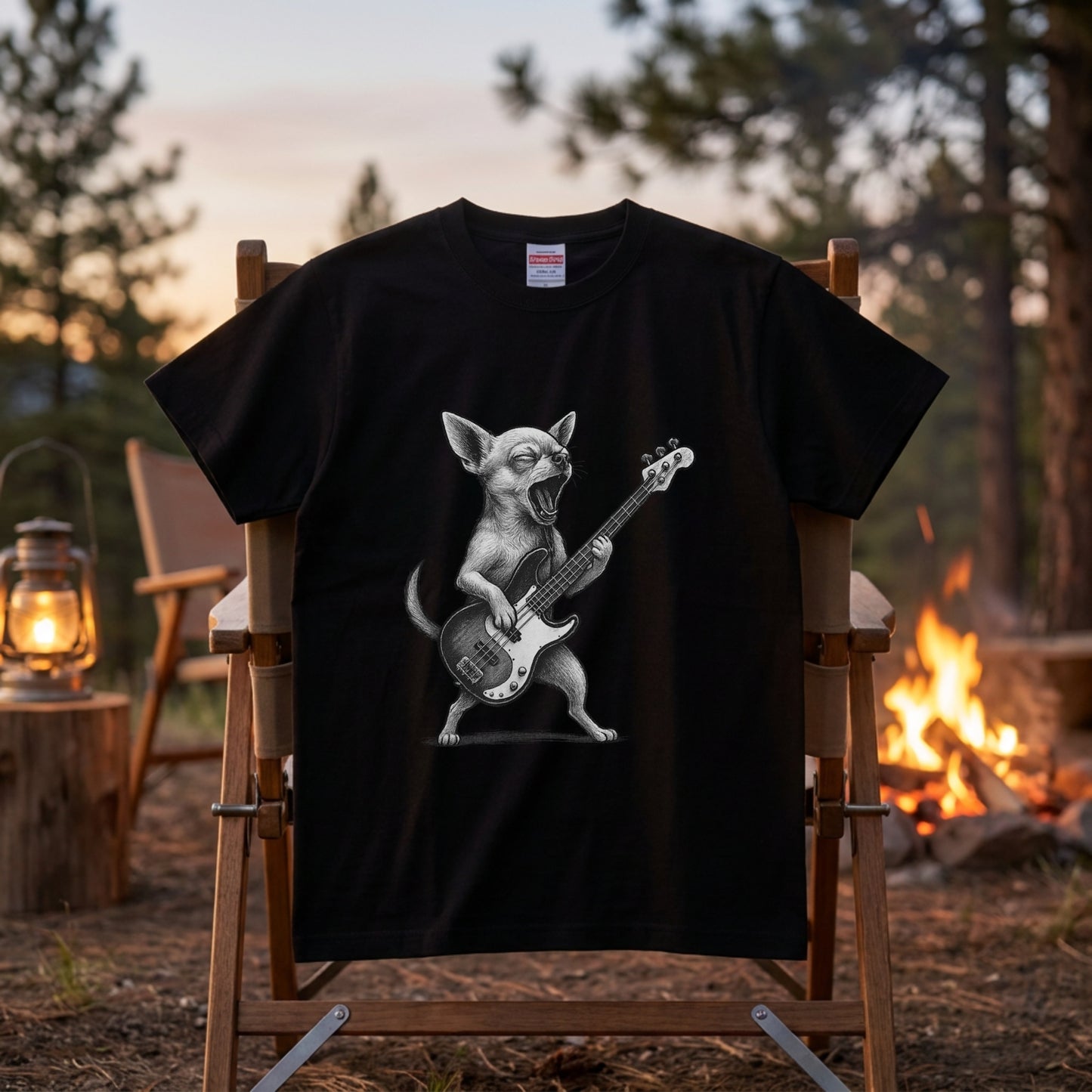 チワワ ベース ギター Tシャツ｜犬好き・ベーシスト・バンド・可愛い・面白い・音楽好きに人気