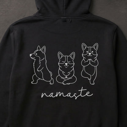 Corgi namaste コーギー ヨガ パーカー ｜バックプリント