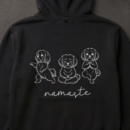 Maltese namaste マルチーズ ヨガ パーカー ｜バックプリント