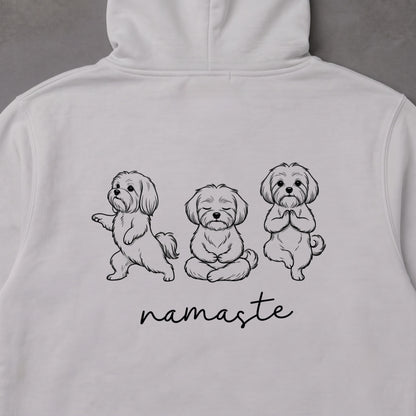 Maltese namaste マルチーズ ヨガ パーカー ｜バックプリント