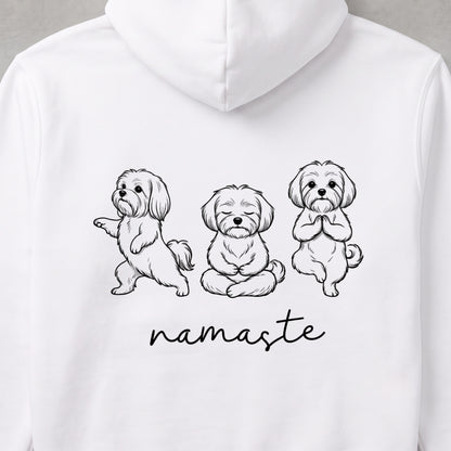 Maltese namaste マルチーズ ヨガ パーカー ｜バックプリント