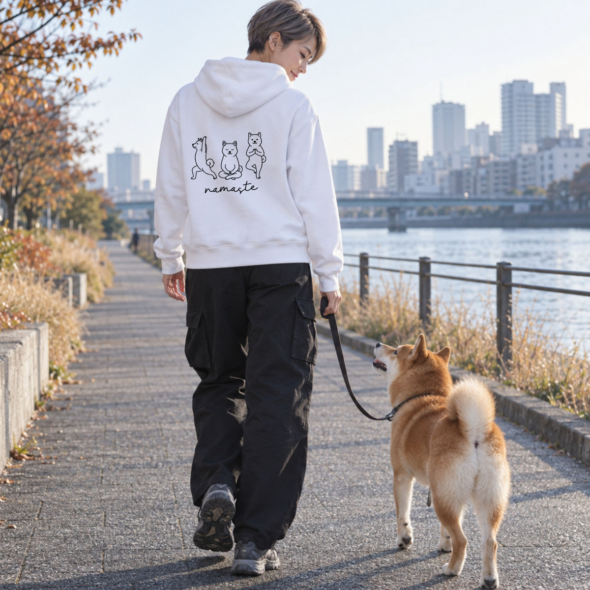 Shiba Inu namaste 柴犬 ヨガ パーカー ｜バックプリント
