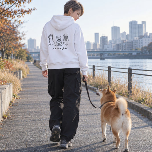 French Bulldog namaste フレンチブルドッグ ヨガ パーカー ｜バックプリント