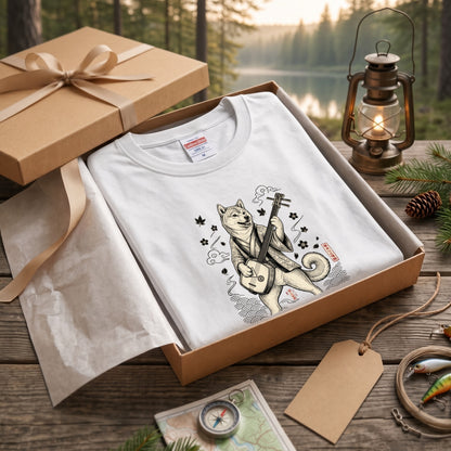 SHIBA SHAMISEN | レトロ 浮世絵調 柴犬 伝統和柄 グラフィック 長袖Tシャツ【犬雑貨・普段着・ストリート和柄・ユニセックス・ギフトに最適】