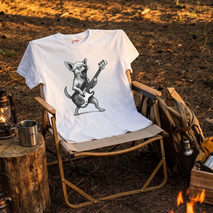 チワワ ベース ギター Tシャツ｜犬好き・ベーシスト・バンド・可愛い・面白い・音楽好きに人気