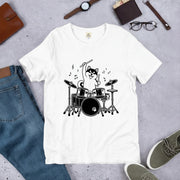ドラムを叩く柴犬 柴犬Tシャツ | 音楽好き・犬好きに人気
