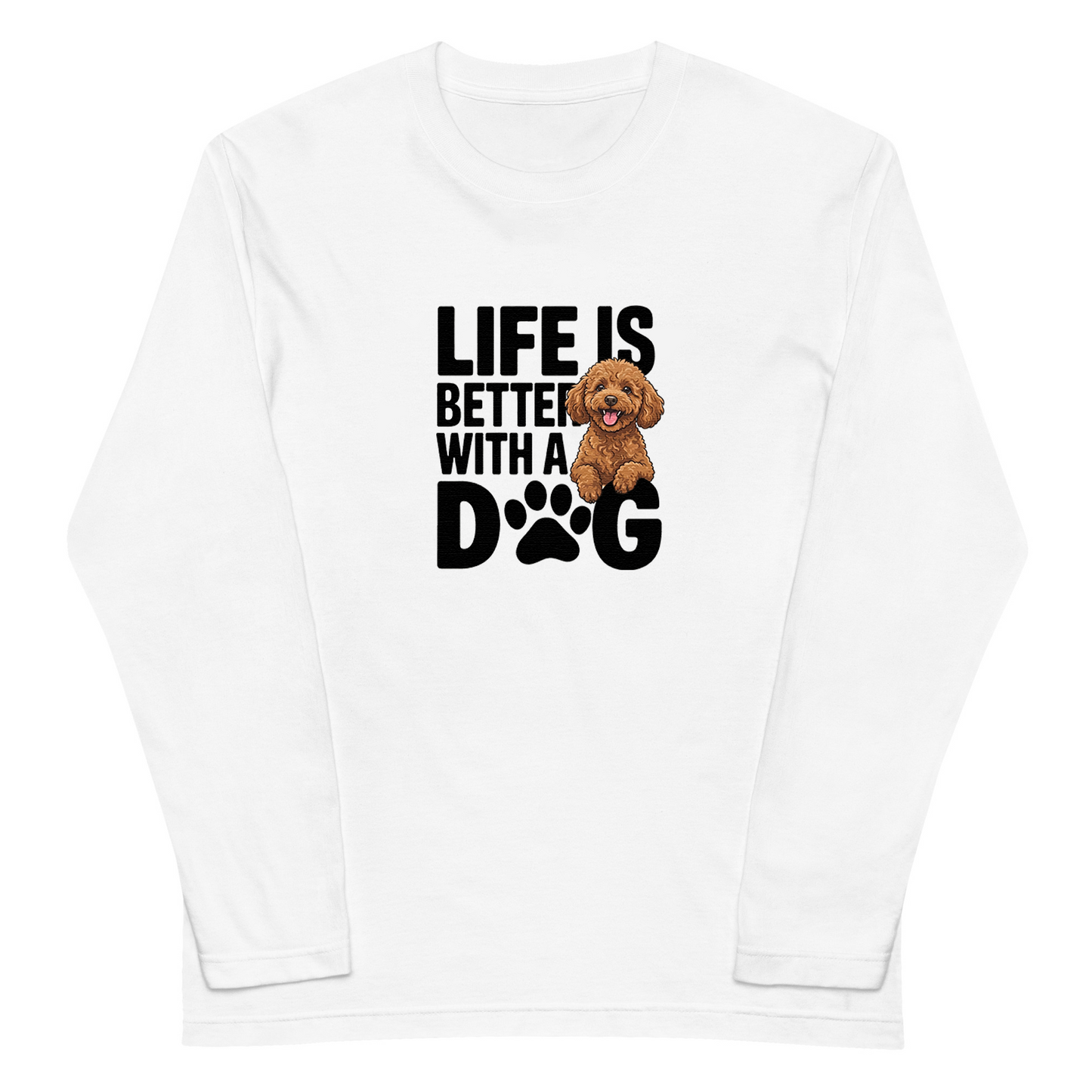 犬 ロン t 犬 長袖 t シャツ いぬ  犬イラスト プードル Life is better with a Poodle