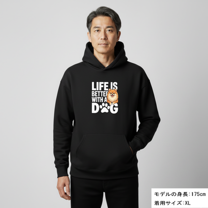 犬 パーカー 犬イラスト いぬ かわいい ポメラニアン  Life is better with a Pomeranian