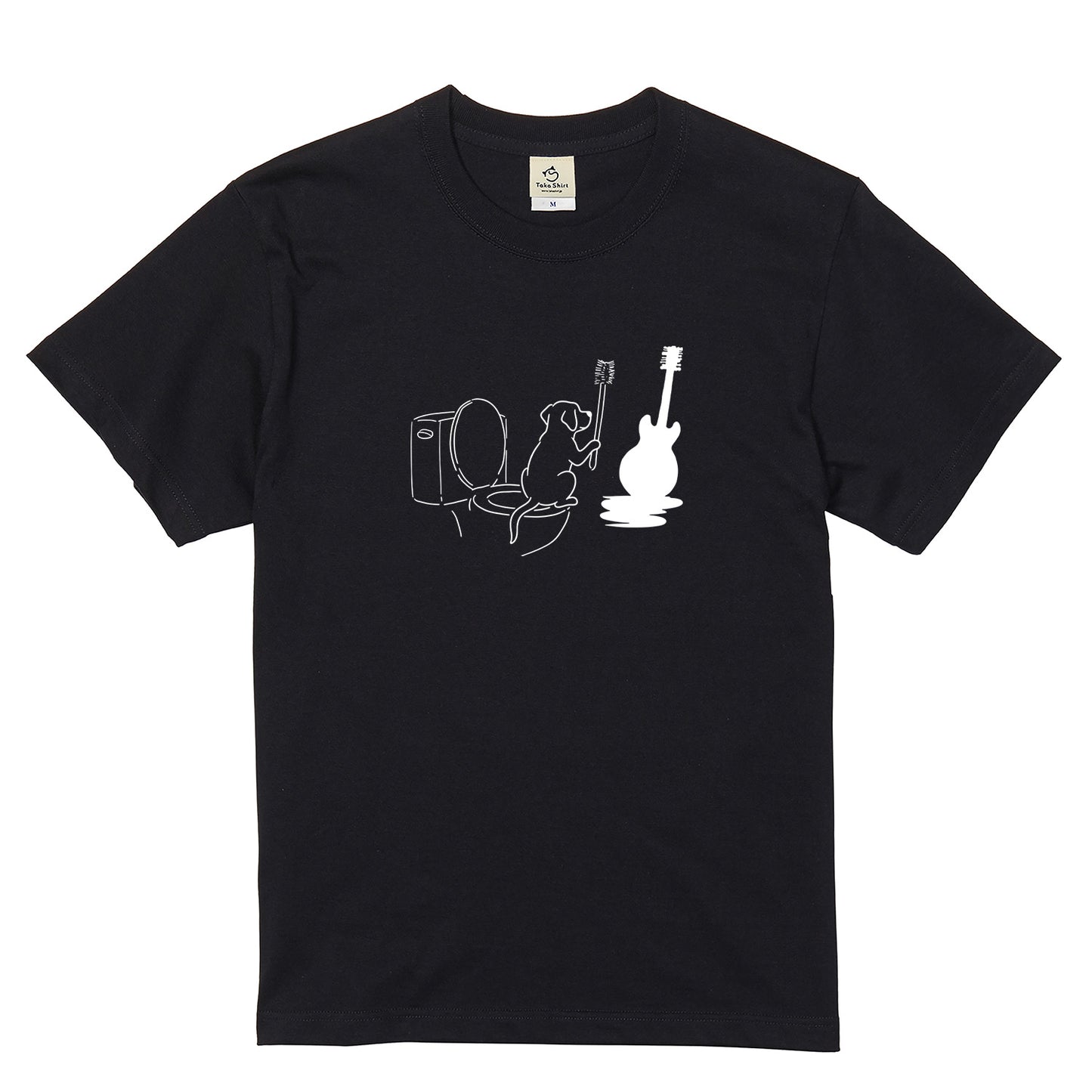 犬 トイレブラシ ギター 影 Tシャツ ｜ 犬好き・音楽好き・おもしろに人気