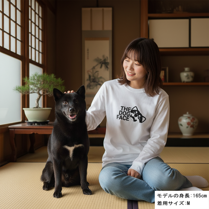 犬 ロン t 犬 長袖 t シャツ いぬ  犬イラスト 柴犬 THE DOG FACE