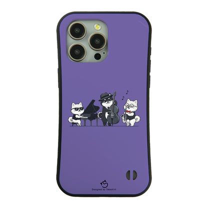 ケース いぬ 犬 イラスト 犬ジャズバンド ポメラニアンケース iPhone8, SE2, SE3 ~ ケースiPhone17シリーズ