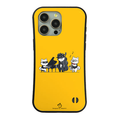 ケース いぬ 犬 イラスト 犬ジャズバンド ポメラニアンケース iPhone8, SE2, SE3 ~ ケースiPhone17シリーズ