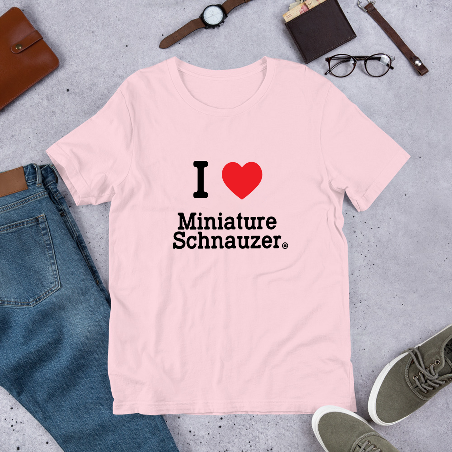 犬 tシャツ 犬イラスト ミニチュア・シュナウザーが好き I Love MiniatureSchnauzer