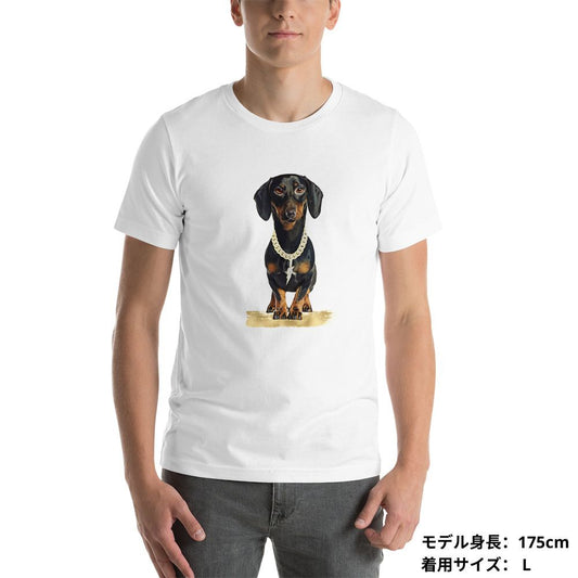 犬 tシャツ 犬イラスト ダックスフンド ブラック ｜アダルト&キッズサイズ