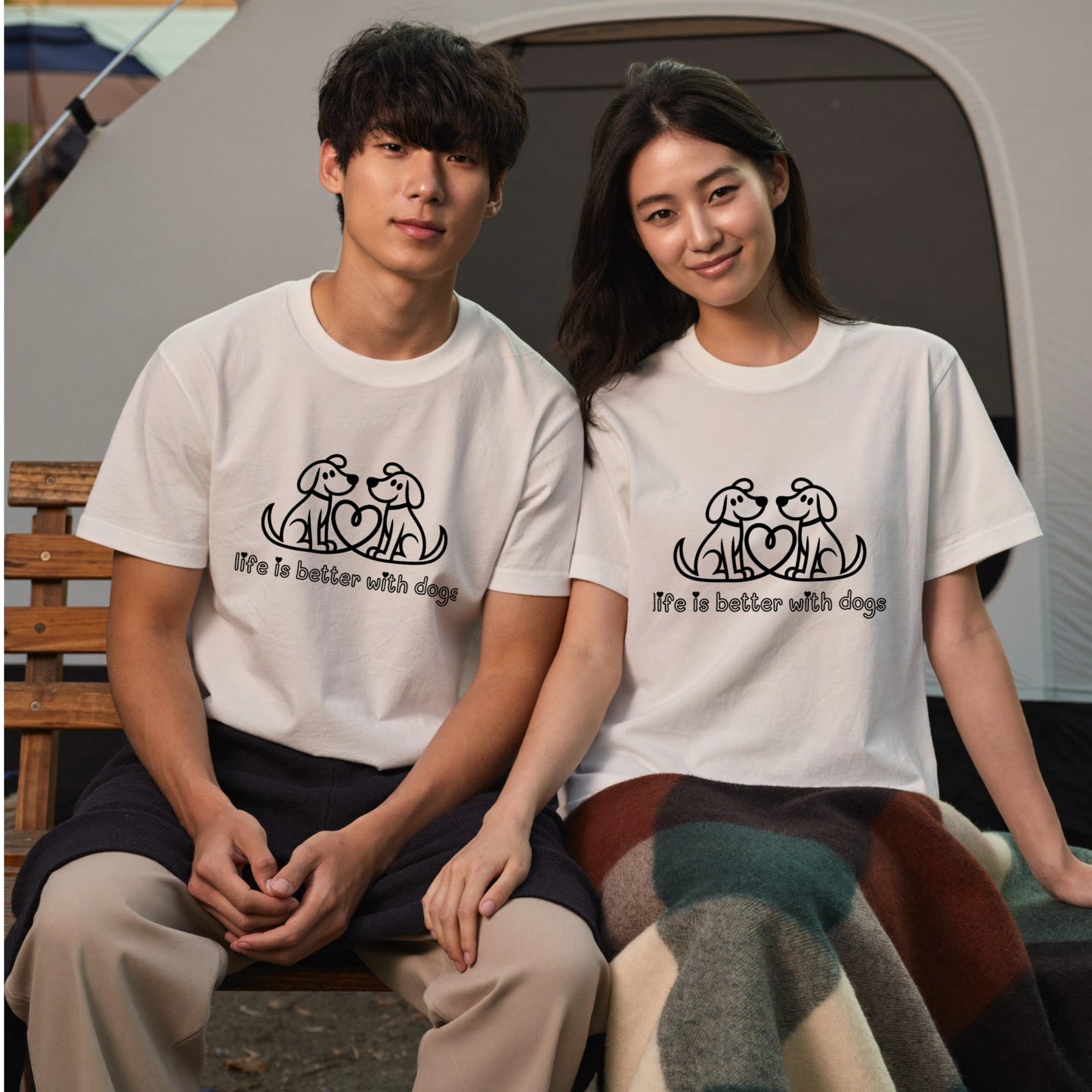 ハート対面犬 犬Tシャツ | 犬好き・愛犬家に人気