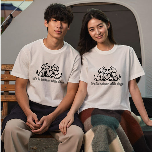 ハート対面犬 犬Tシャツ | 犬好き・愛犬家に人気