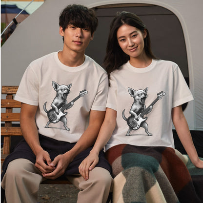 チワワ ベース ギター Tシャツ｜犬好き・ベーシスト・バンド・可愛い・面白い・音楽好きに人気