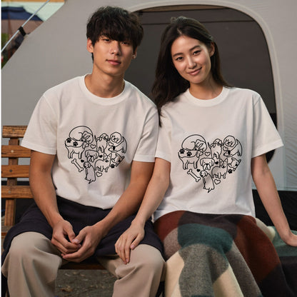 ハート型集合犬イラスト 犬Tシャツ | 犬好き・愛犬家に人気