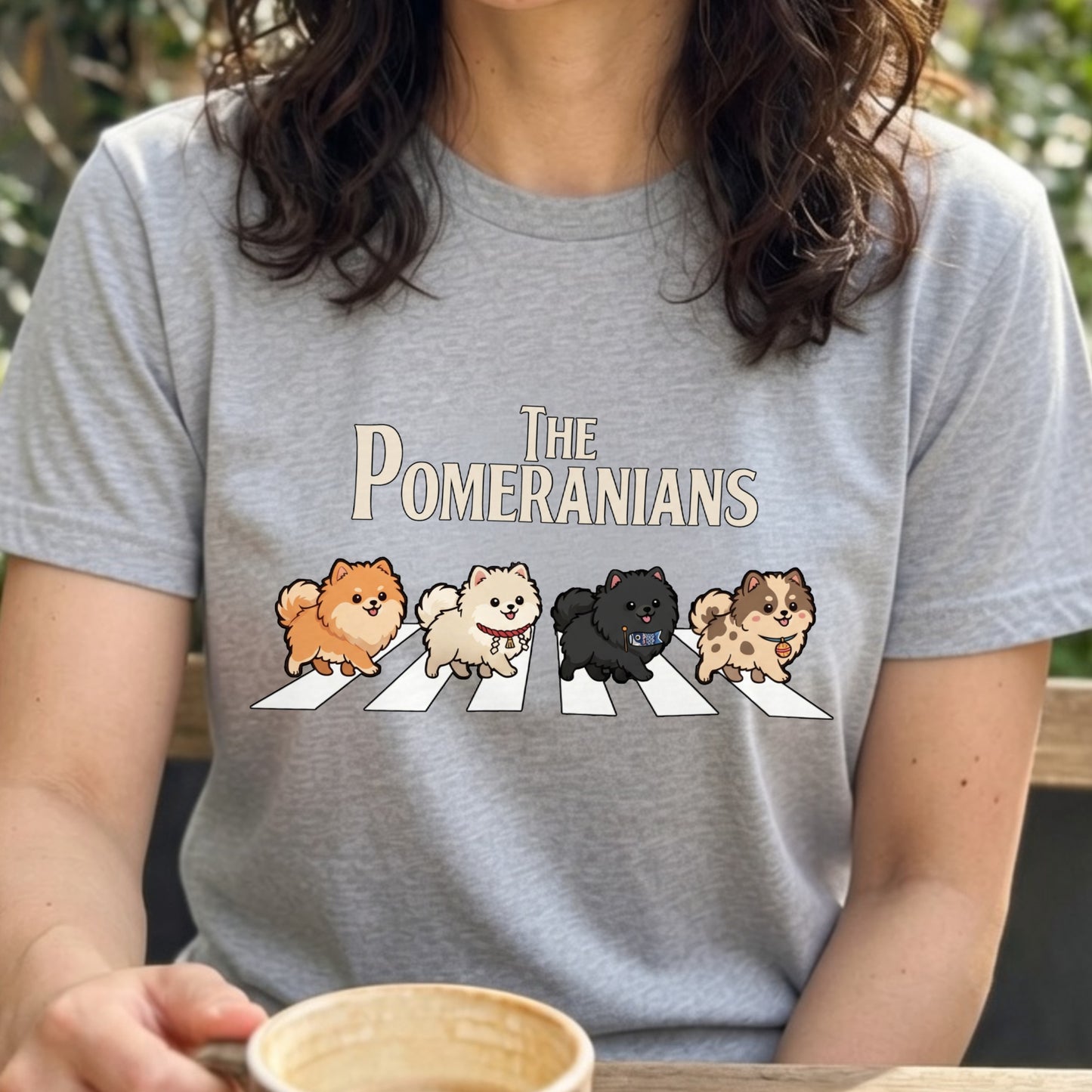 THE POMERANIANS | 横断歩道 ゆるかわ ポメラニアン パロディ Tシャツ【犬好き・愛犬家・イベント・プレゼントに最適】