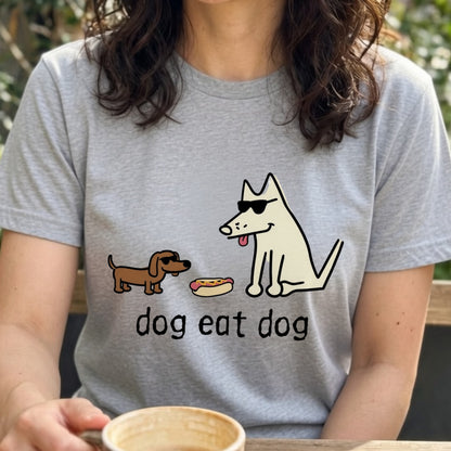 面白い 犬 Tシャツ dog eat dog ダックスフンド かわいい シュール イラスト 犬好き ギフト 人気