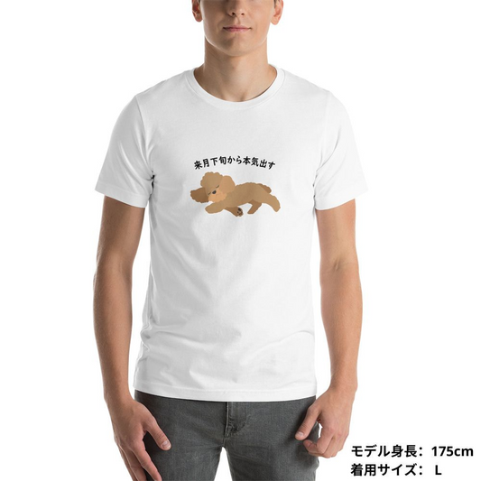 犬 tシャツ 犬イラスト  プードル犬  来月下旬から本気出す｜アダルト&キッズサイズ